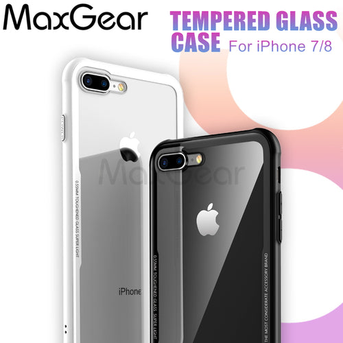 Tempered Glass  Hybrid  Soft TPU Back Cover  iphone 7 8 Plus
